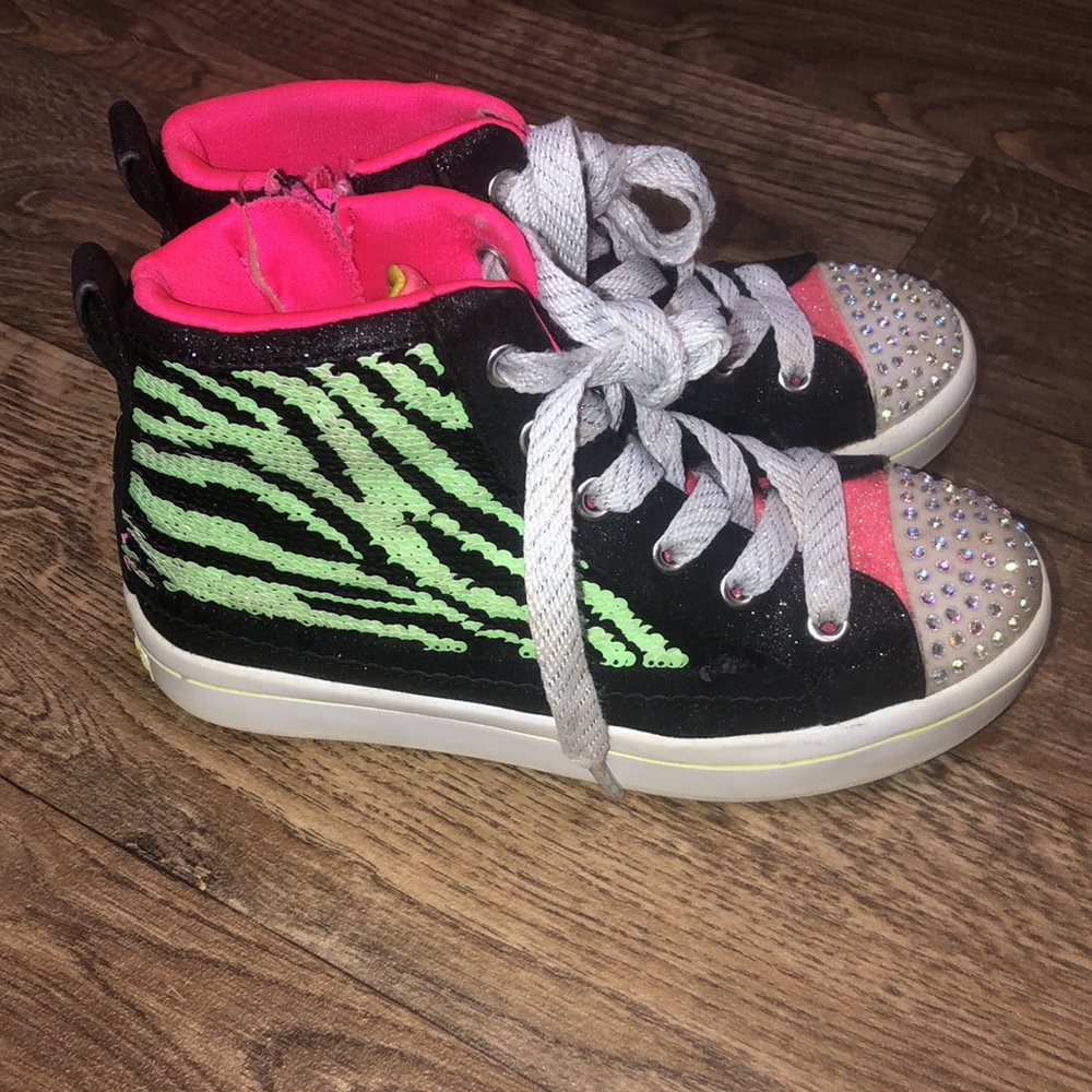 Kids Flip Kicks Skechers Shoes High Top Zebra Multi Colored size 1